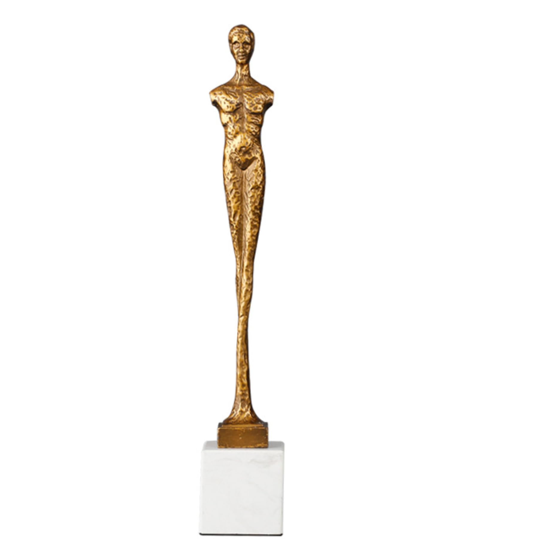Aottsd Men's 19.7" Gold Abstract Metal Armless Couple Sculpture Marble Base Modern Decor 19.7In