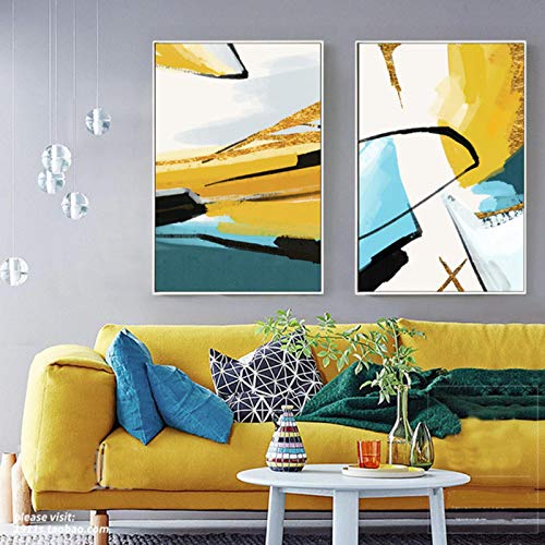 Peintures sur toile haut de gamme impression abstrait multicolore design épuré - 3