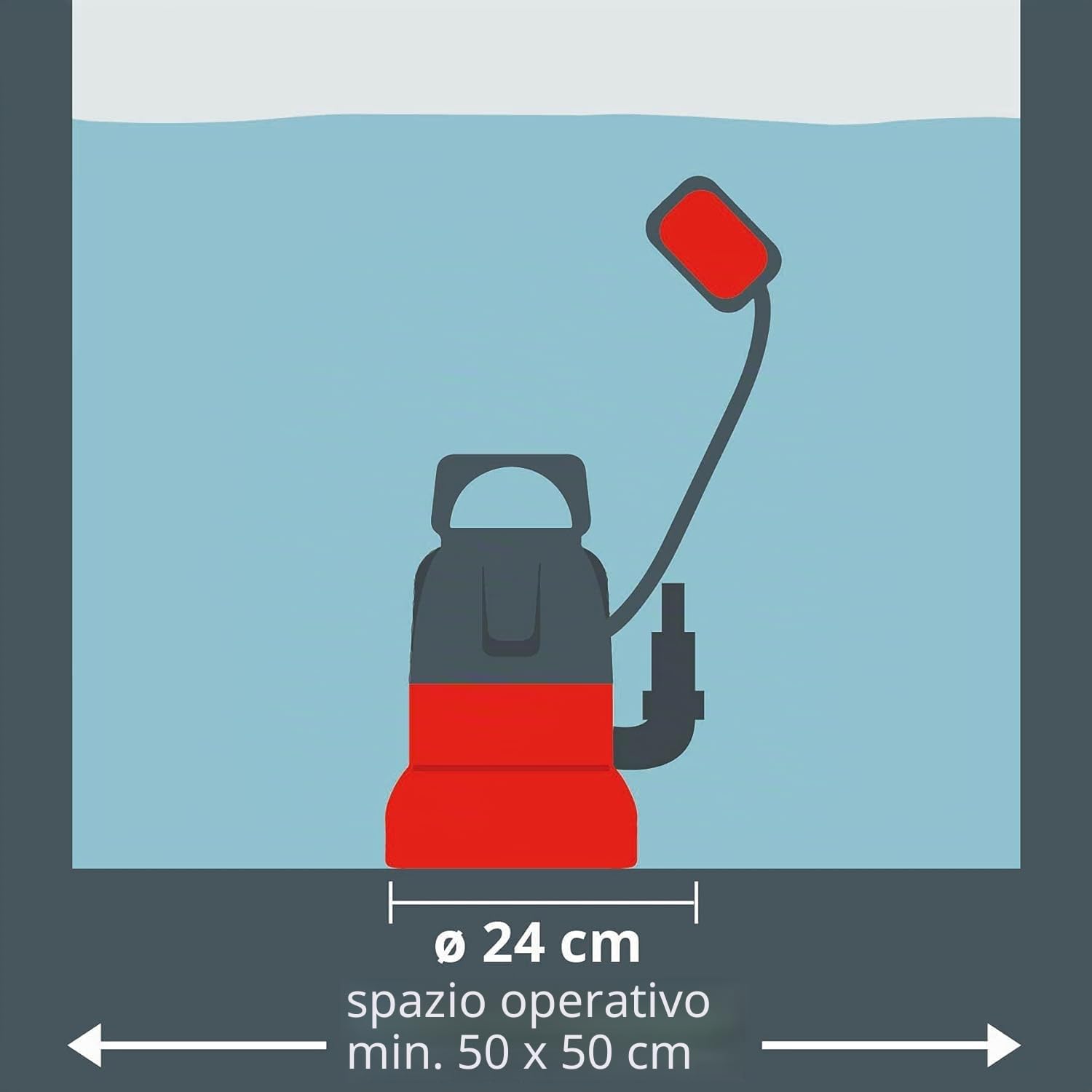 Einhell GC-SP 3580 LL Pompa immersione acque chiare fondo piatto (350 W, portata max 8000 L/h, prevalenza 7.5 m, immersione max 7m, aspirazione fino a 1 mm)