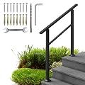 Handrails for Outdoor Steps 3Ft Stair Handrail, Outdoor Stair Railing Fits 1 to 3 Steps, Wrought Iron Handrail for Concrete Steps, Porch Steps?3 Steps?