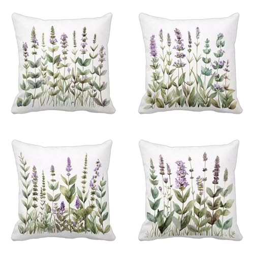 クッションカバー 紫 クッションカバー 70x70cm 4枚組, 柔 Cushion Cover ラベンダー Cushion Cover おしゃれ 洗濯機丸洗い 隠れるファスナー ソファ用 家庭装飾 洋室 車用 装飾枕 雰囲気 部屋飾りギフト -yxy25