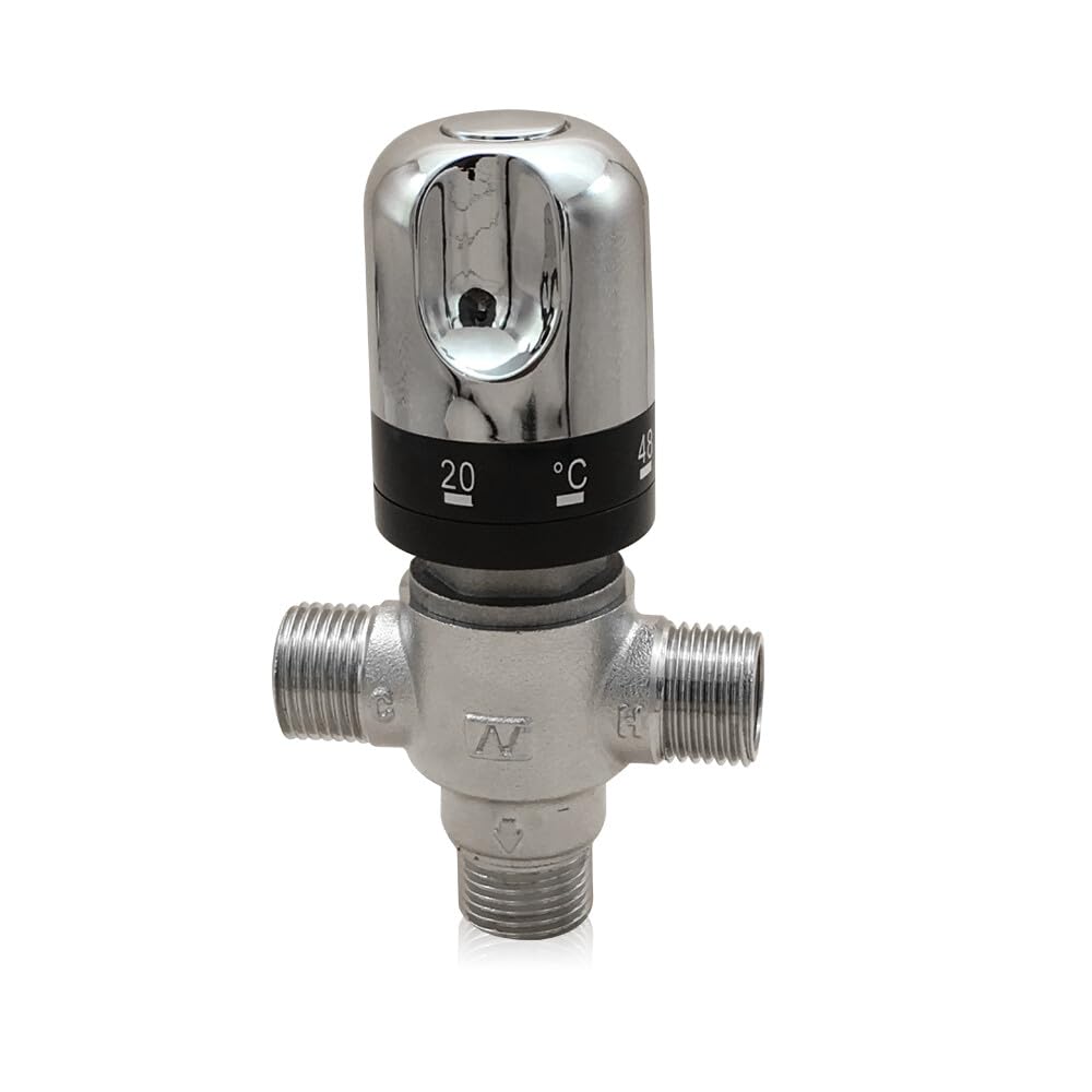Grifo mezclador de agua termostático, rosca exterior G1/2", con válvula antirretorno y bloqueo de seguridad, para centros de baño, uso doméstico diario, grifos de bañera, 7 x 12 cm (largo x alto)