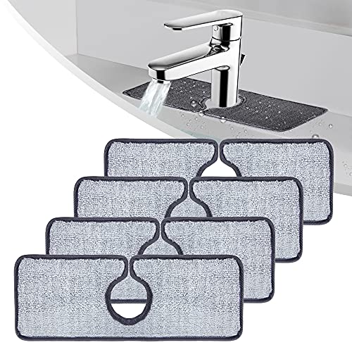 Wehhbtye 4PCS Faucet Absorbent Mat-Grey Faucet Wraparound Absorbent Mat,Faucet Splash Catcher,Microfiber Cloth Dish Cleaning Drying Pads for Kitchen Bathroom Faucet Counter Sink Water Stains Prevent