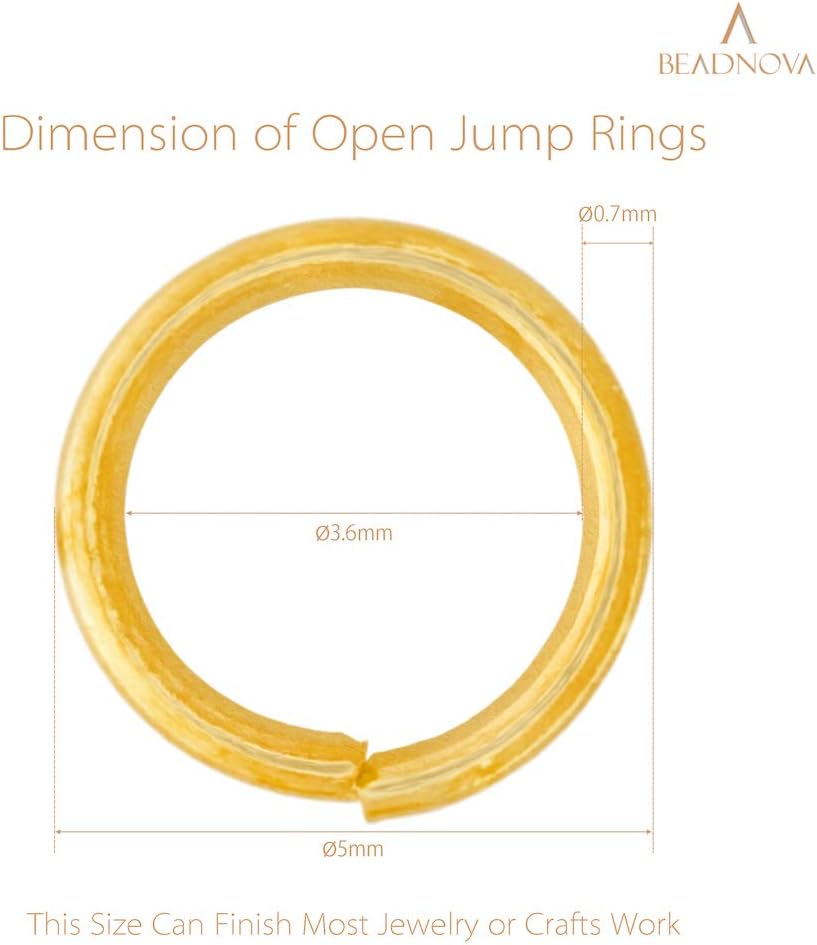 BEADNOVA 5mm Jump Rings for Jewelry Making Gold Open Jump Rings for Earrings and Keychains (300Pcs) - Image 3