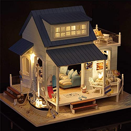 Puppenhaus Spielzeug Miniatur Puppenhaus Kit 3D Puzzles Holz Miniatur Puppenhaus DIY Kit Licht Legende der Blue Sea… – Bild 2