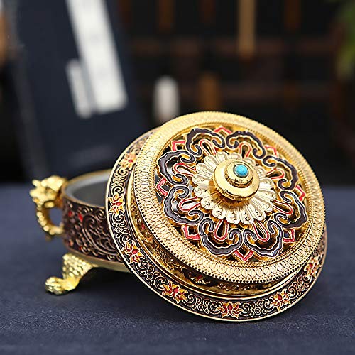 Golden Tibetan Incense Burner Holder For Sticks Cones Coils, Metal Lotus Tibet Decor Chinese Incense Burner, Antique Home Fragrance Accessories With Brass Stick Holder #TOP4