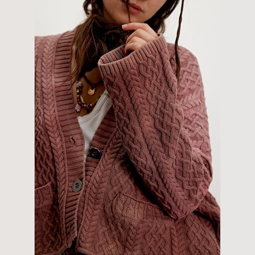 Hixiaohe Cropped Cardigan Sweaters for Women Long Sleeve Button Knit Sweater Fall Y2k Open Front Outwear Casual Knitwear Coat3