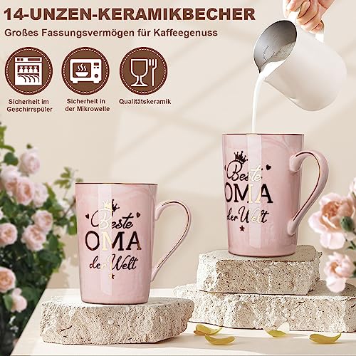 Oma Geschenk für Geburtstag, Beste Oma der Welt, 400ml Rosa Tasse Geschenke – Ansicht 4