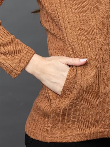 Image of Wear lusso Women's Woolen V-Neck Buttoned Full Sleeve Cardigan Self Design Soft Wool Fabric Winter Wear Pure Wool Sweater with Pockets Stylish Outdoor and Office Wear Girls
