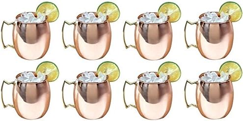Moscow Mule Solid Copper Mug/Cup, 16 Ounce, Set of-8
