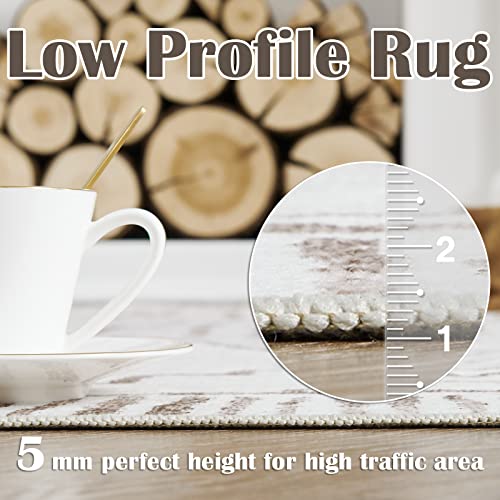 TOPICK Runner Rug 60x210cm Hallway Runner Soft Washable Taupe Rug Short Pile Geometric Print Carpet Non Slip Lightweight Carpet for Kitchen Bathroom Living Room Bedroom - Image 2