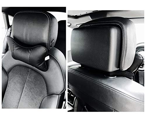 ds-distinctive-style-Car-Neck-Pillow-2-Pieces-PU-Leather-Travel-Pillow-for-Head-Rest-Neck-Support-for-Car-Seat-Black
