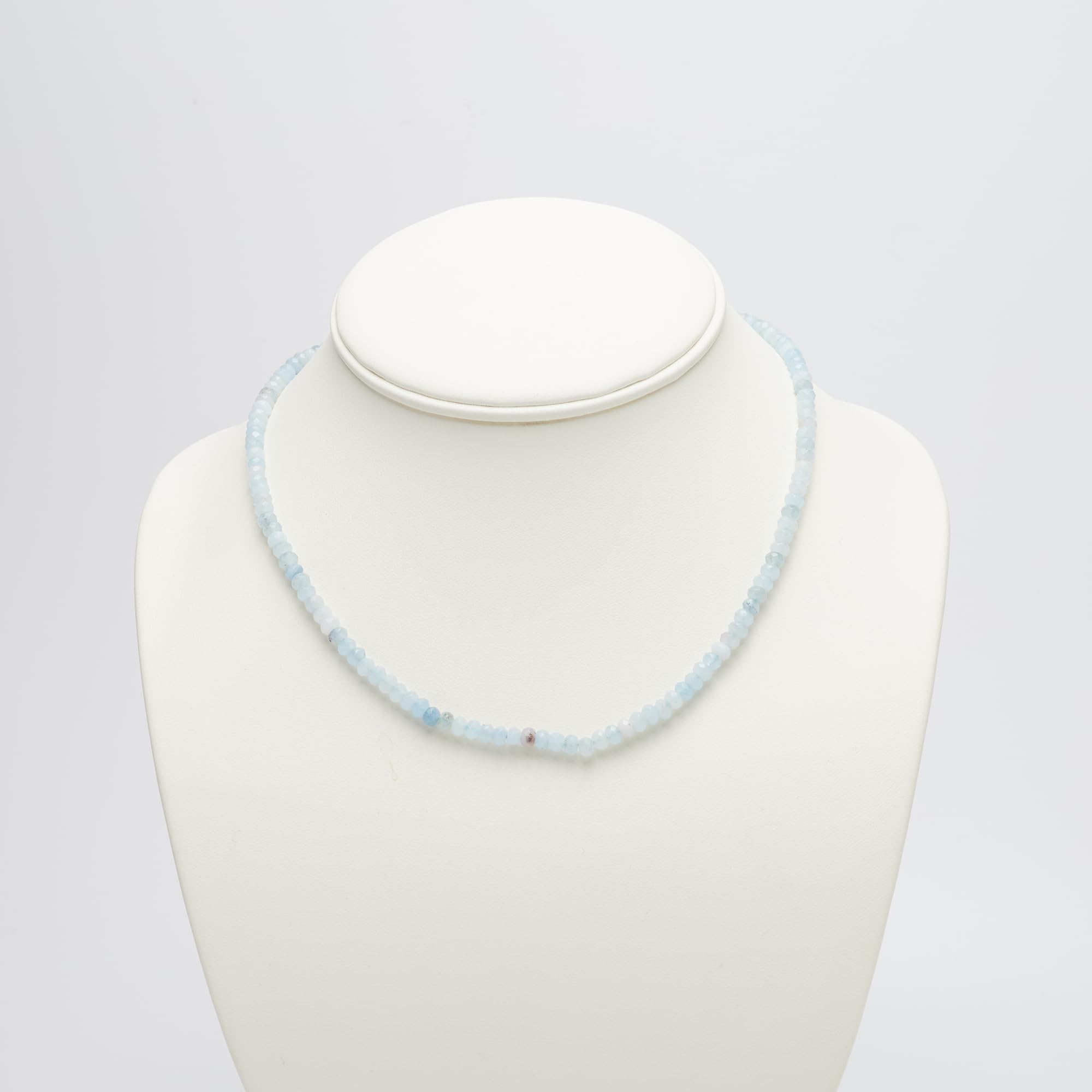 Gargantilla Hecha a Mano con Cuentas Para Mujeres y Niñas | 4 Mm Joyas de Collar de Cristal Curativo de Piedras Preciosas Naturales (Aguamarina)