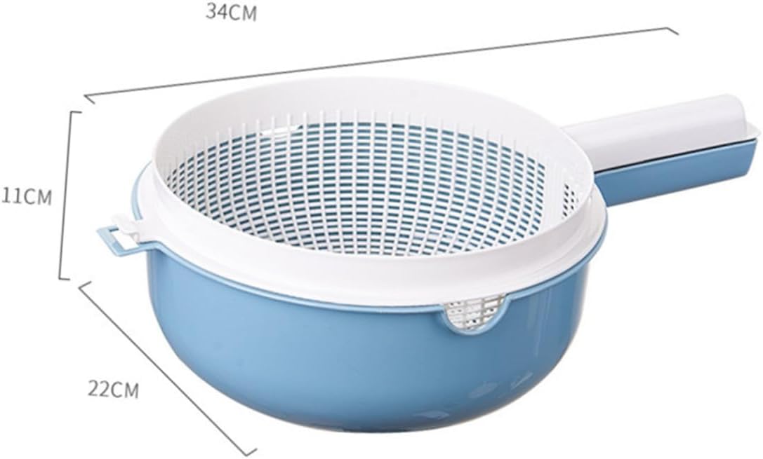 2pcs Double Portable Washing Basket with Handle for Fruits and Vegetables Dual Drain Design Kitchen Colander for Prep and Storage