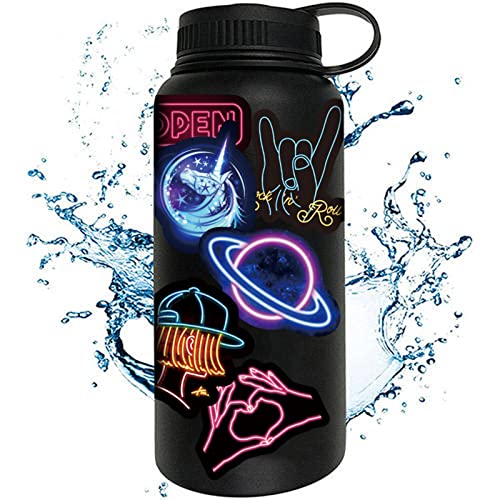 100Pcs Cool Neon Light Stickers For Kids Teens Adults, Trendy Graffiti Waterproof Vinyl Neon Stickers Pack For Water Bottle, Guitar Skateboard, Luggage, Phone #TOP3