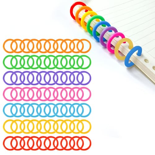 70 Piezas Anillas de Libro Encuadernar Colores, Anillos de Carpetas Hojas Sueltas Plástico Encuadernación 20mm para Conector Hoja Suelta Documento Álbum Recortes Artesanal Tarjeta Estudio