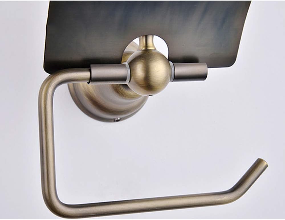 Toilet Paper Holder with Cover Dispenser Wall Mount Paper Tissue Roll for Bathroom Green Bronze Brushed, Brass Rust Resistance
