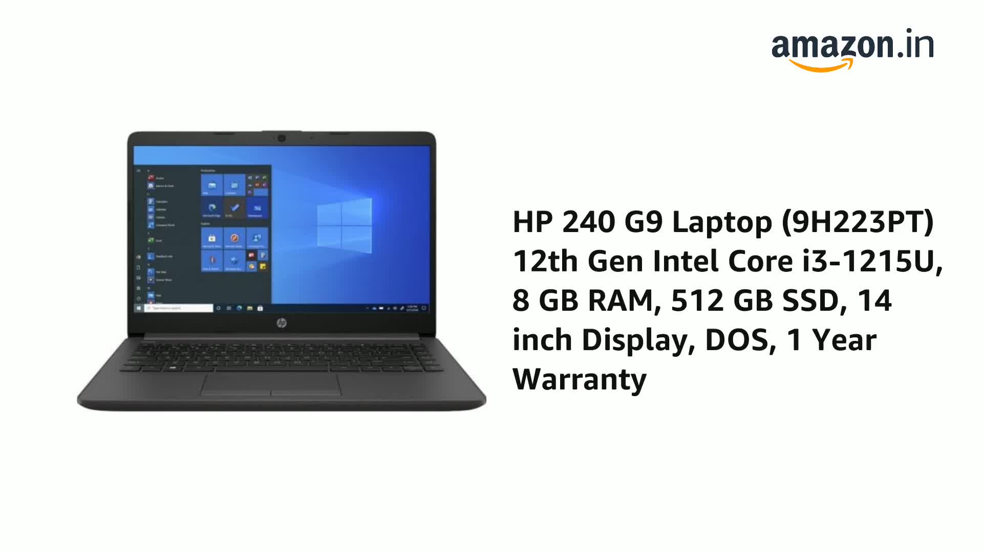 HP 240 G9 Laptop (9H223PT) 12th Gen Intel Core i3-1215U, 8 GB RAM