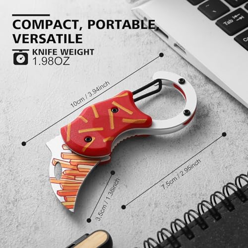 Image of Small Pocket Knife for Women Men,Cute Folding Knife Box Cutter,Folding Utility Knife with 1.38''Sharp Blade,Mini EDC Knives for Everyday Carry,Ideal Gifts for Men and Women(Fries)