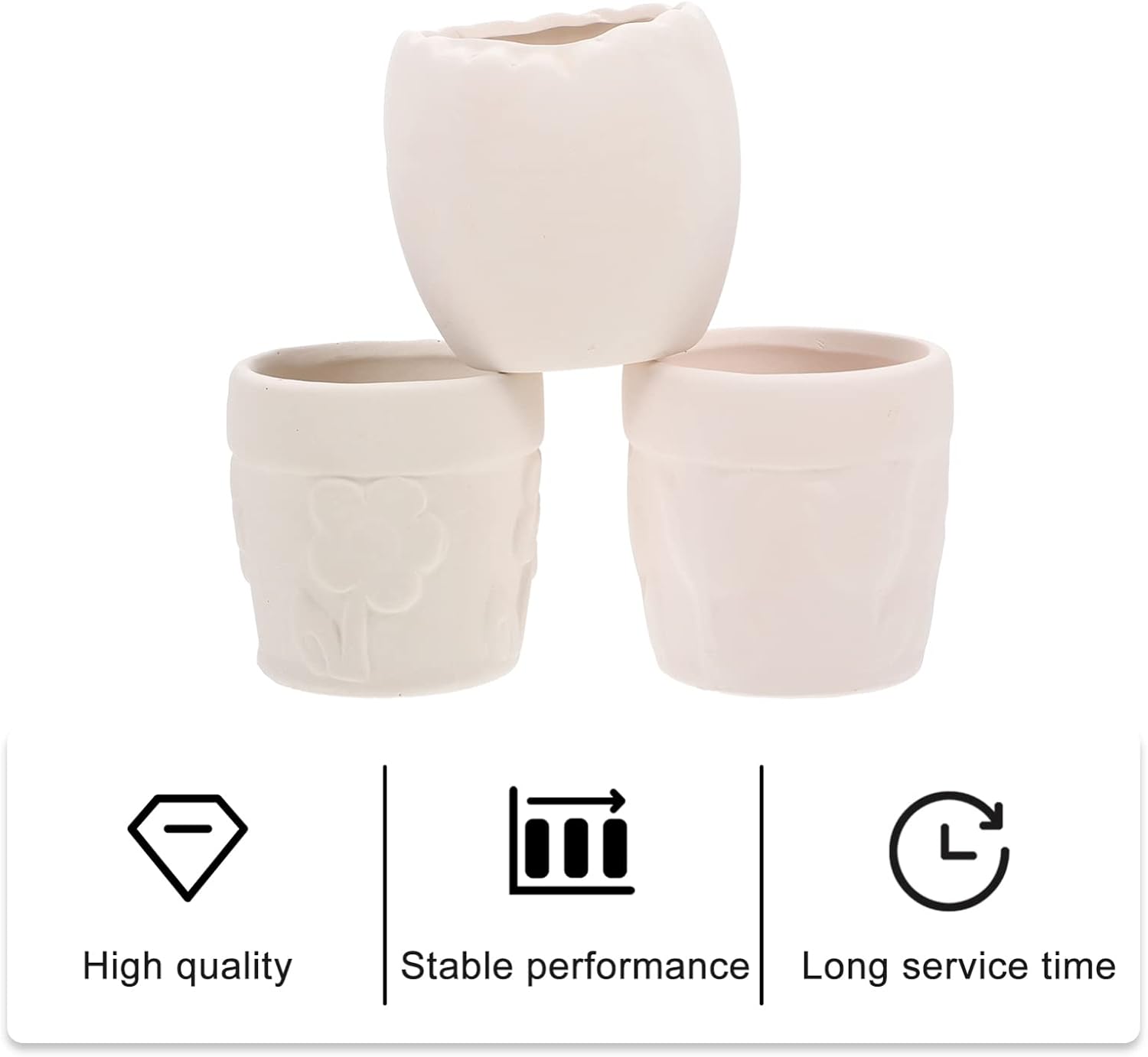 3pcs Ceramics to Paint Small Plant Pot Indoor Plant Pot Hand-Painted Flower Containers DIY Art Material Style
