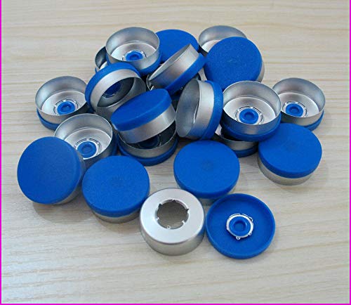 200 pz/lotto 20 millimetri tappi in plastica di alluminio flip off tappi per fiale di vetro (blu)