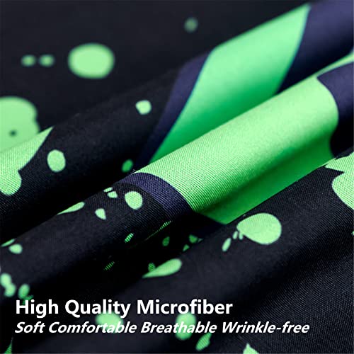 Urlinens Alien Fitted Sheet And Pillowcase Set, Tie Dye Green Alien Heads Kids Sheet Set 3 Piece Full Size, Boys Girls Teens Bedding Decor Supernatural Beings From Other Planets Kids Bed Sheet #TOP3