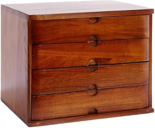 AZIEBAYロック可能なデスクトップ収納ボックス、日本製木製引き出しファイル収納キャビネット、防塵ミニデスクトップオーガナイザー、ノートブックと小物収納