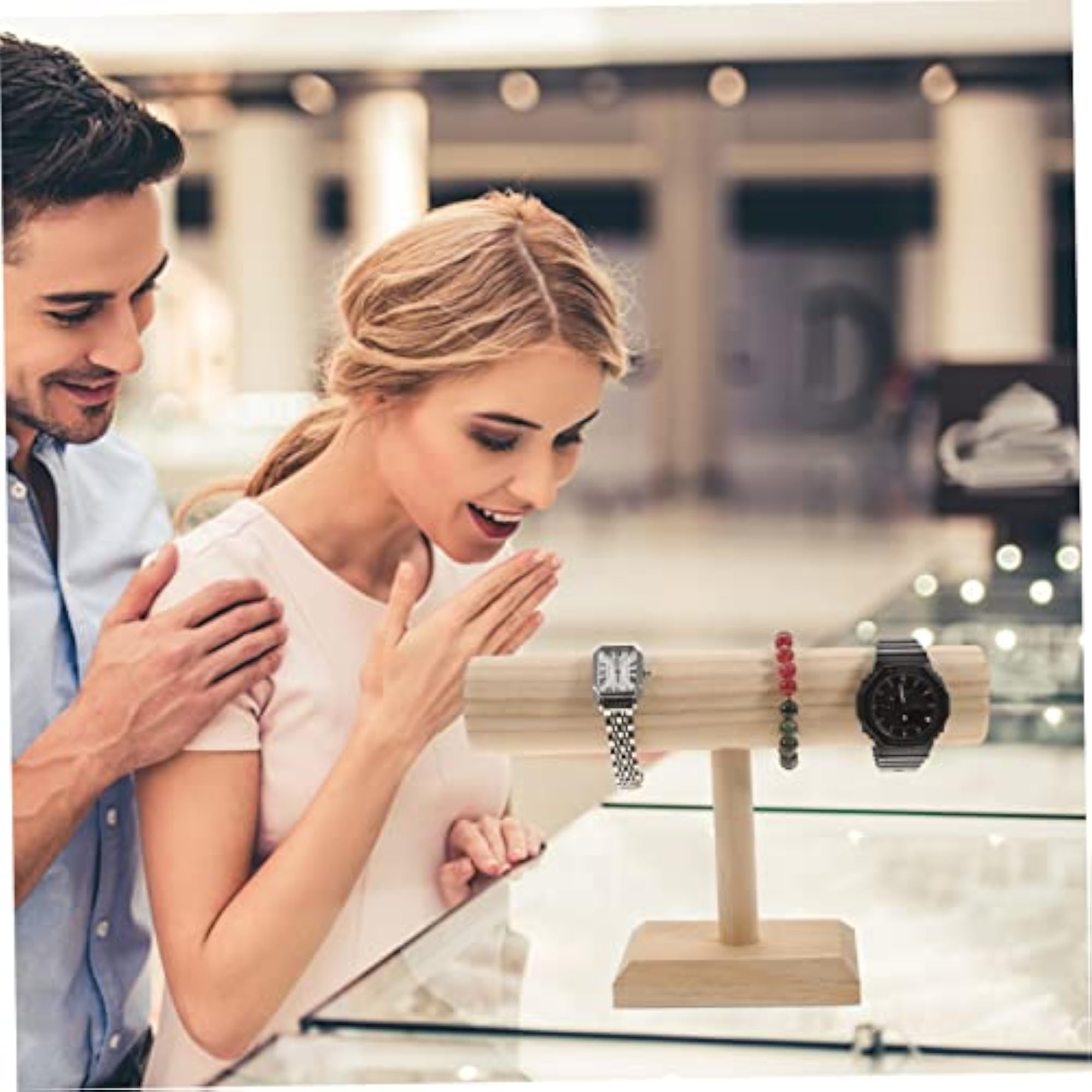 2pcs Wooden Display Stand for Watches and Accessories