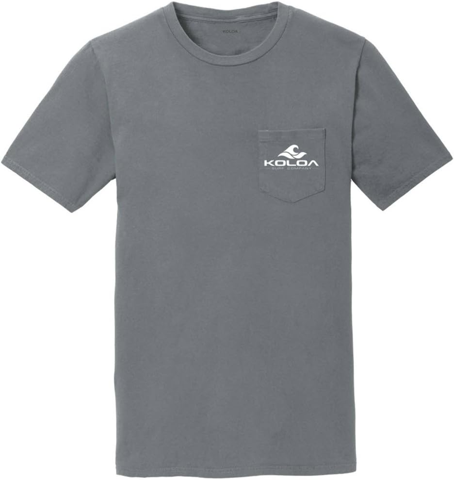 Koloa Classic Wave Logo Pigment Dyed Pocket Tee's in Sizes S-4XL