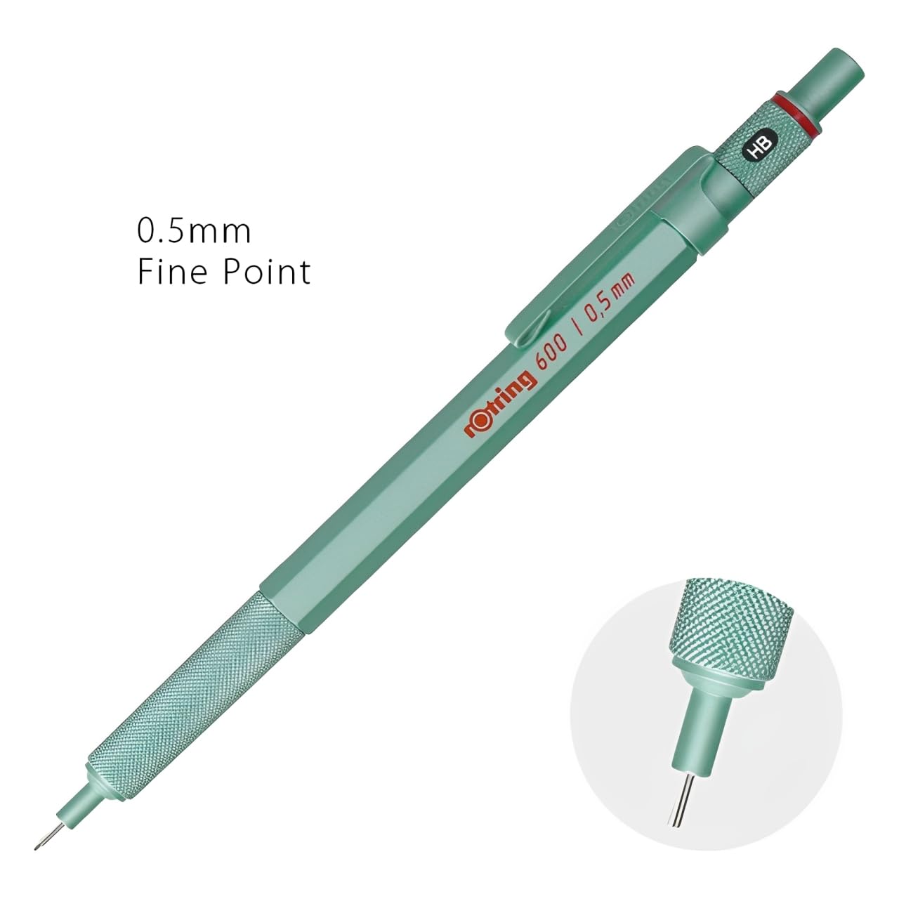 Rotring 600 Porte-mine 2159704, édition limitée, menthe, 0,5 mm, corps entièrement métallique, porte-mine