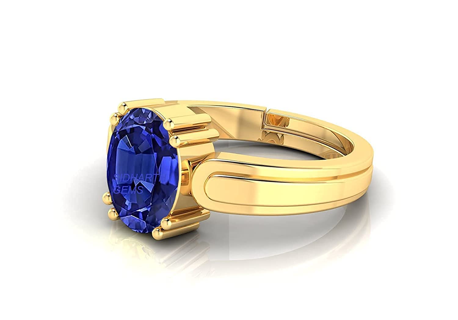 15.00 Ratti Lab - Certified Unheated Untreatet AAA+ Quality Natural Blue Sapphire Neelam Gold Adjustable Gemstone Ring for Women's and Men's-image-26