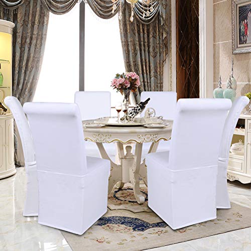 Colorxy Velvet Stretch Chair Covers For Dining Room, Soft Removable Long Solid Dining Chair Slipcovers Set Of 2, White #TOP6