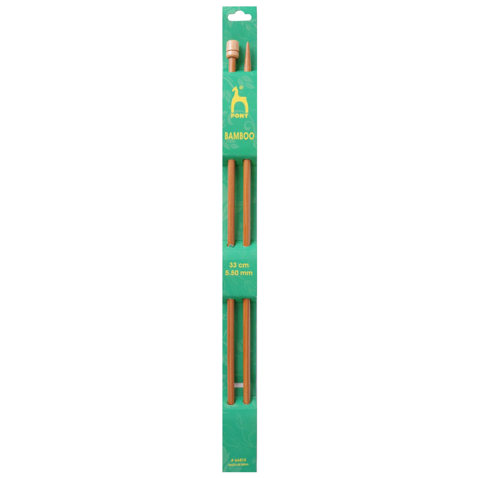 Pony Single Ended Bamboo Knitting Pins, Multi-Colour, 5.5mm
