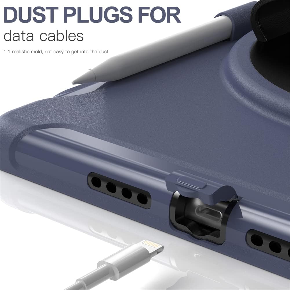 Case for iPad 9/8/7 (10.2 inch Model 2021/2020/2019 9th/8th/7th Generation),with Pencil Holder,Full Body Shockproof Protection Cover,Deep Blue