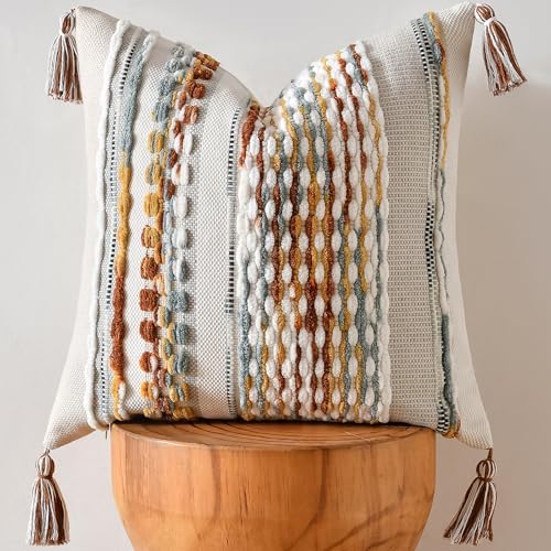 AmHoo Chenille Striped Textured Boho Throw Pillow Covers Aestheti...