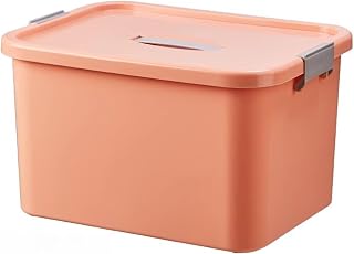 Plastic Storage box With lid Very Practical With lid and Handle Multi functional Home Storage Solution Outdoor Storages Deck box Outdoor Storages Deck box(Orange,Small)