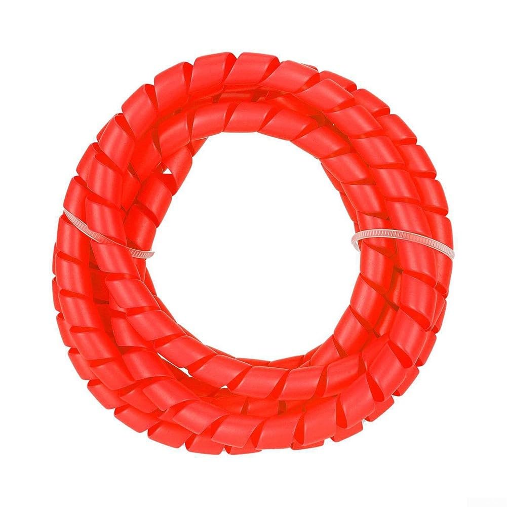 Brake Cable Cover, 2M 8mm Spiral Wire Protector for Ninebot for Xiaomi Electric Scooter Flexible Brake Line Protection Sleeve(Red)