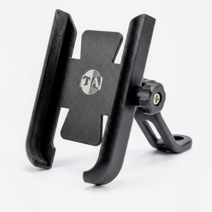 TA Premium Aluminum Mobile Holder for Scooty & Bike | Heavy Duty Rear-View Mirror Mount Phone Stand for Scooter (Black)-image-46