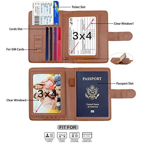 Image of Melsbrinna Rfid Passport Holder for Travel women /Men, Cute Passport Wallet Rfid Blocking Card Slots, Rfid Passport Cover /CaseTravel Wallet, Passport Book Holder (1, Brown)