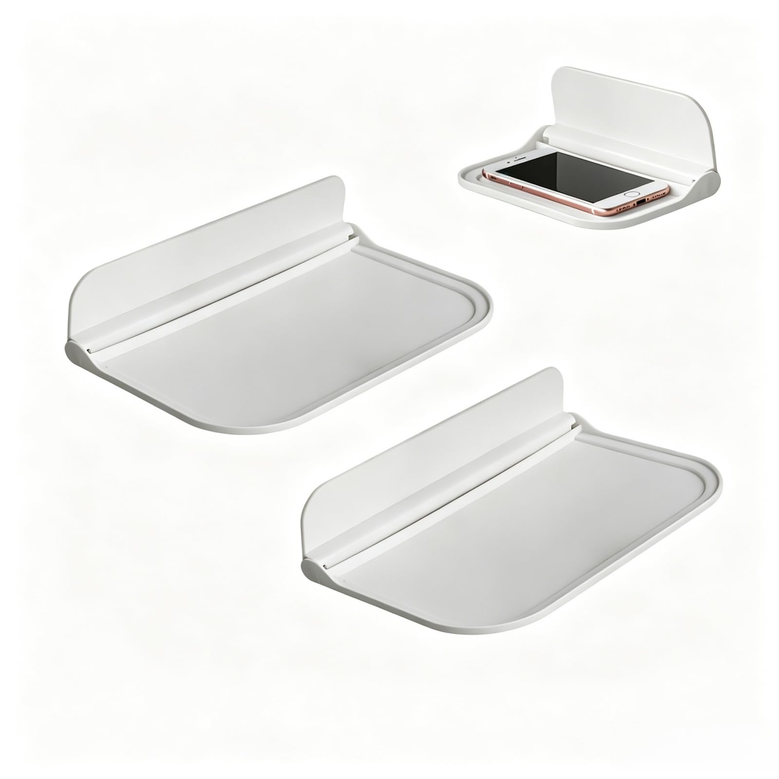 LVNEHAL 2Pcs Foldable Stick On Wall Shelf, No-Drill Floating Design