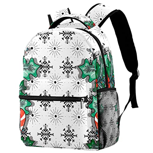 Mochila al aire libre con patrón de navidad y compartimento para ordenador universitario