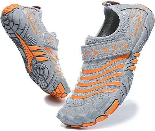 Quickshark Kids Water Shoes Boys Girls Barefoot Aqua Socks Lightweight Quick Dry Sandals Slip On Walking Sneakers for Beach Pool Swim 1-Grey/Orange 1 Big Kid