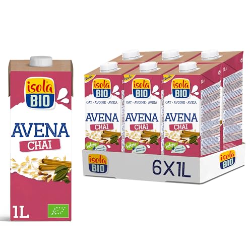 ISOLA BIO - Pack de 6 Unidades de 1 L de Bebida Ecológica Vegetal Avena Chai - Sin Azúcares Añadidos y Libre de Gluten - Apto para Veganos - Ideal para Tomar Sola, con Té, con Café o en Batidos