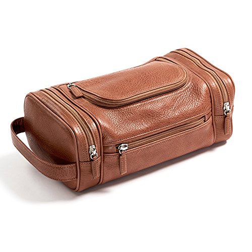 Multi Pocket Toiletry Bag - Italian Leather - Rustic Saddle (brown)
