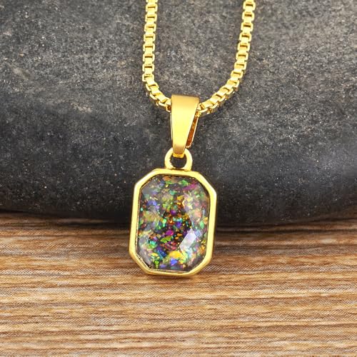 Collier pendentif opale de qualité et chaîne de pull plaquée or pour sublimer vos tenues