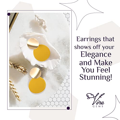 Round Disc Earrings - Dainty, Geometric Jewellery - Shiny Gold, Matte Royal Blue4