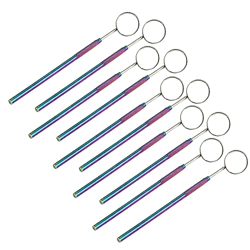 LAJA Imports 10 Pieces Dental Mouth Mirror #5 W/Handle Dental Instrument Multi Color