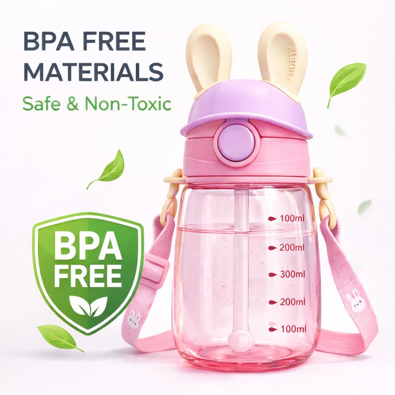 Image of Raawan Kids Water Bottle for School 550ml | Spill-Proof Sipper Bottle for Boys & Girls | BPA-Free, Durable & Leakproof Water Bottle for School & Play | Pink