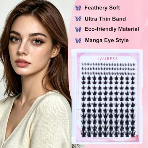 Image of Manga Lash Clusters with Spikes California Sunset Lashes LAUBESS Eyelash Clusters Fairy Wispy Cluster Eyelash Extensions with Bottom Anime Volume Individual Lashes (California Sunset-0.07D-10-16mm)