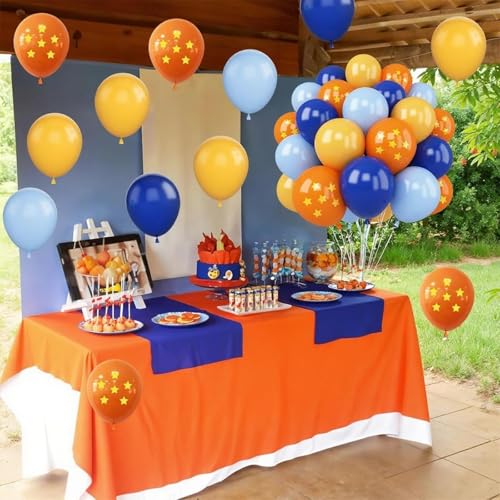 Image of Blue and Orange Balloons, 30 Pcs 12inch Royal Blue Gold Latex Orange Balloons White Balloon for Kids Boys Ball Birthday Baby Shower Party Decoration